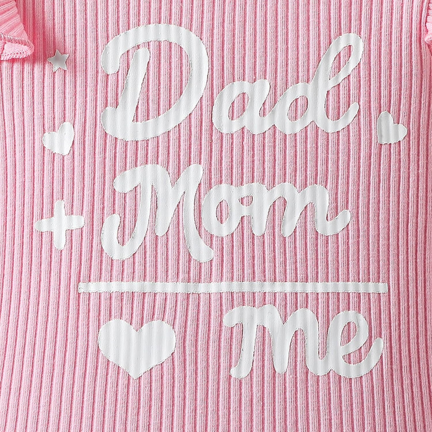 3PCS Dad+Mom Me Letter Floral Print Long Sleeve Baby Set