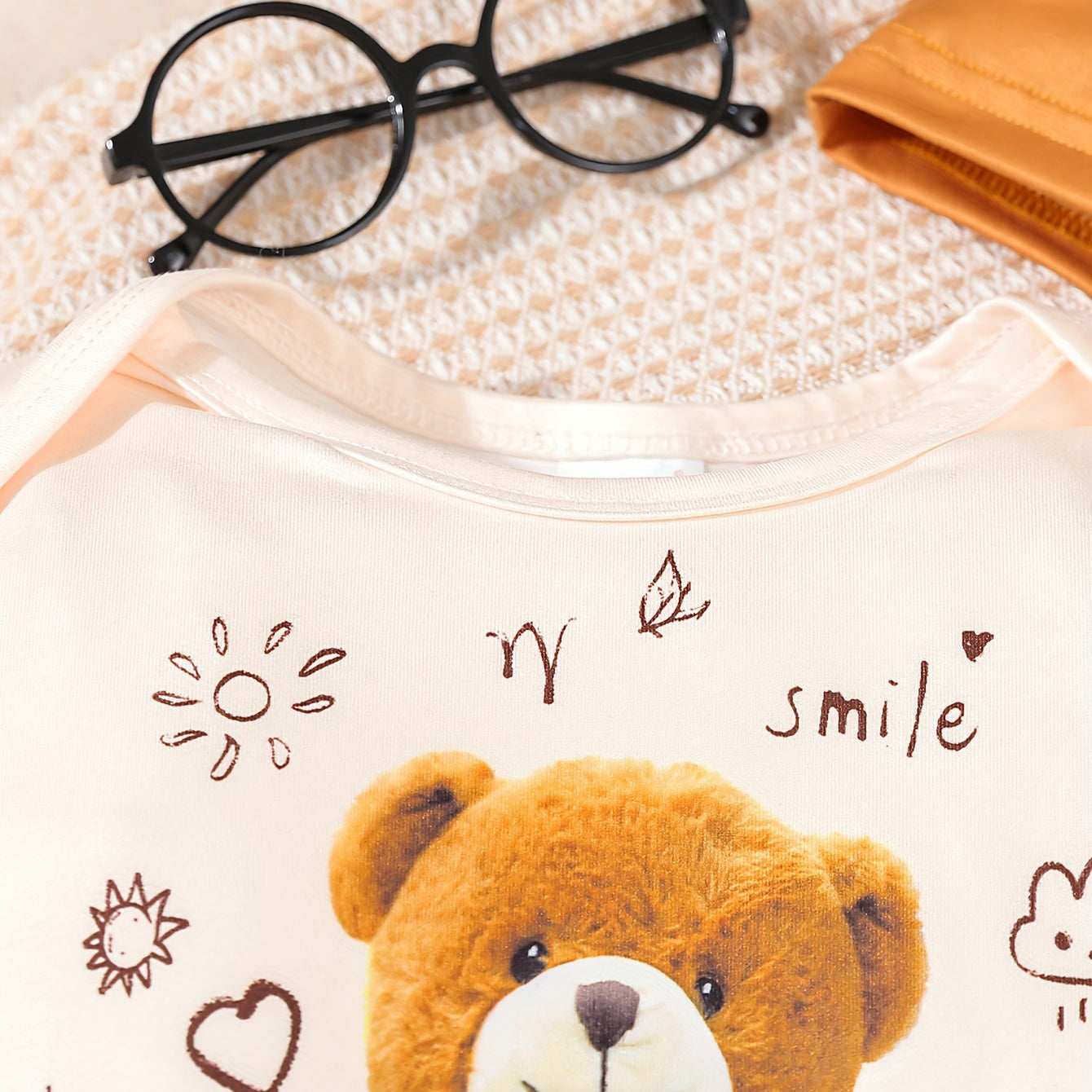 3PCS Cute Happy Everyday Bear Letter Printed Baby Set