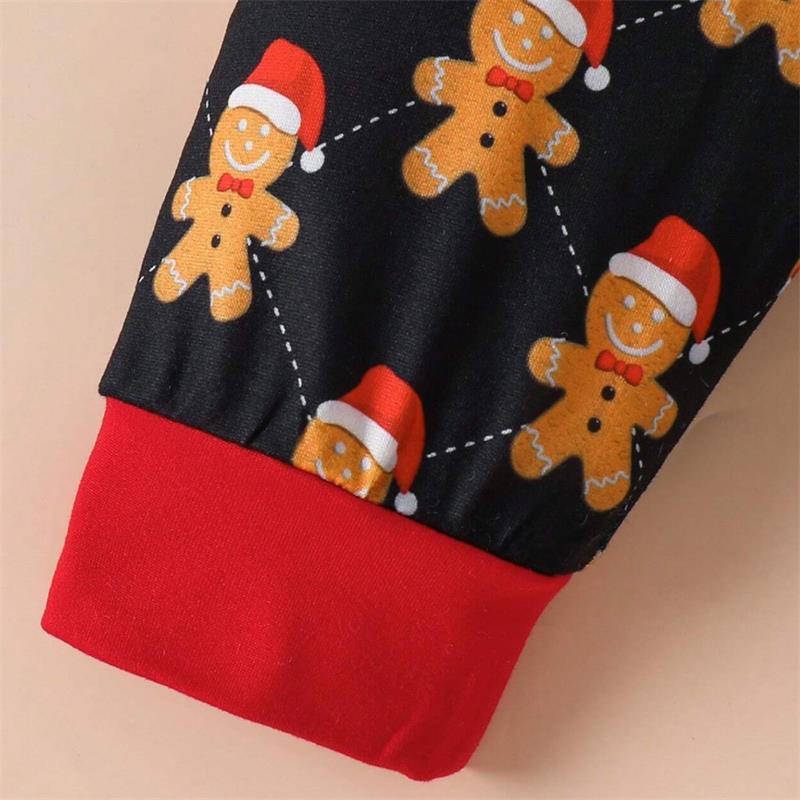 3PCS Merry Christmas Letter Gingerbread Print Baby Set