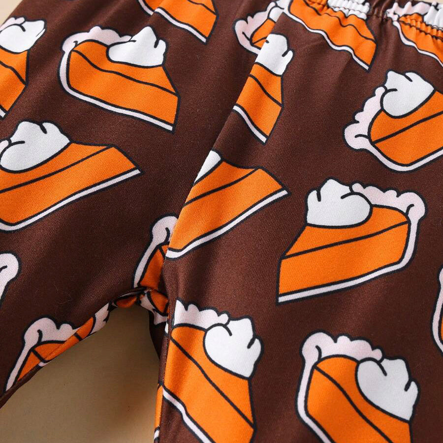 3PCS Chunky Thighs Pumpkin Pies Letter Printed Long Sleeve Baby Set