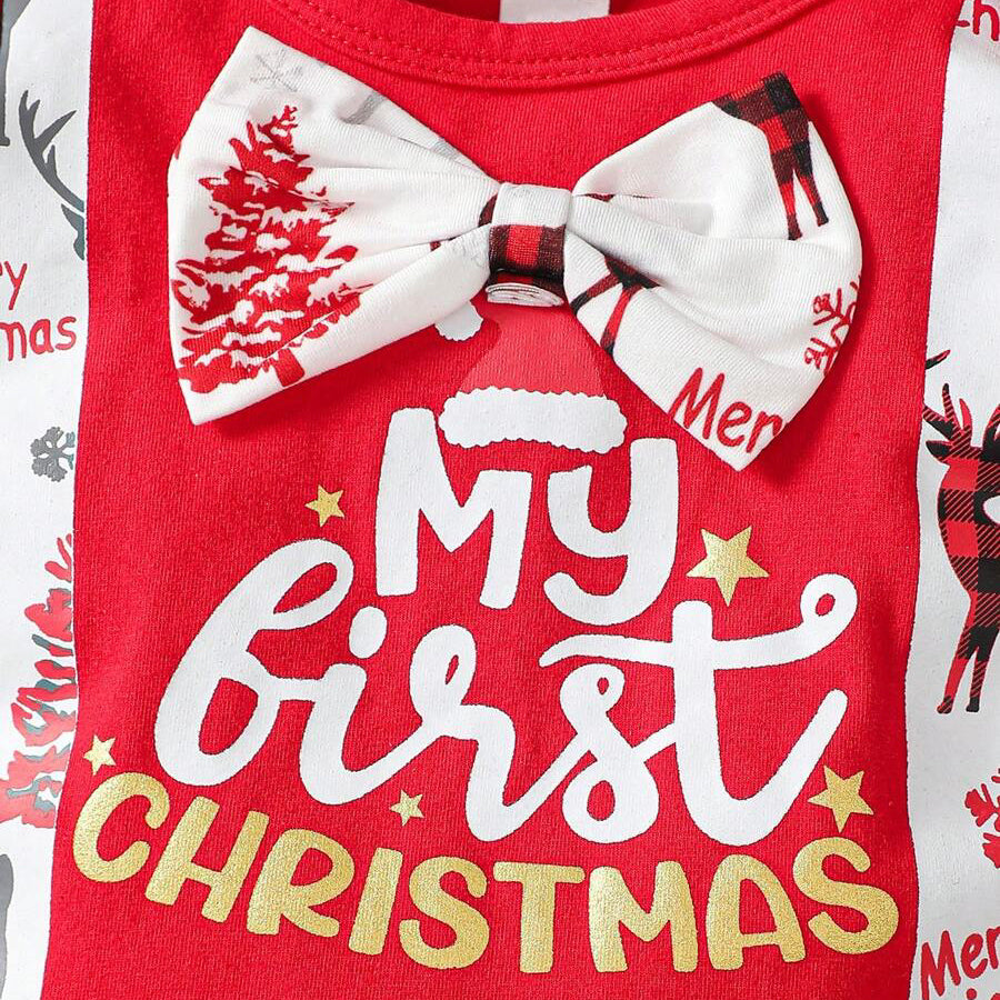 3PCS My First Christmas Letter Printed Long Sleeve Baby Set