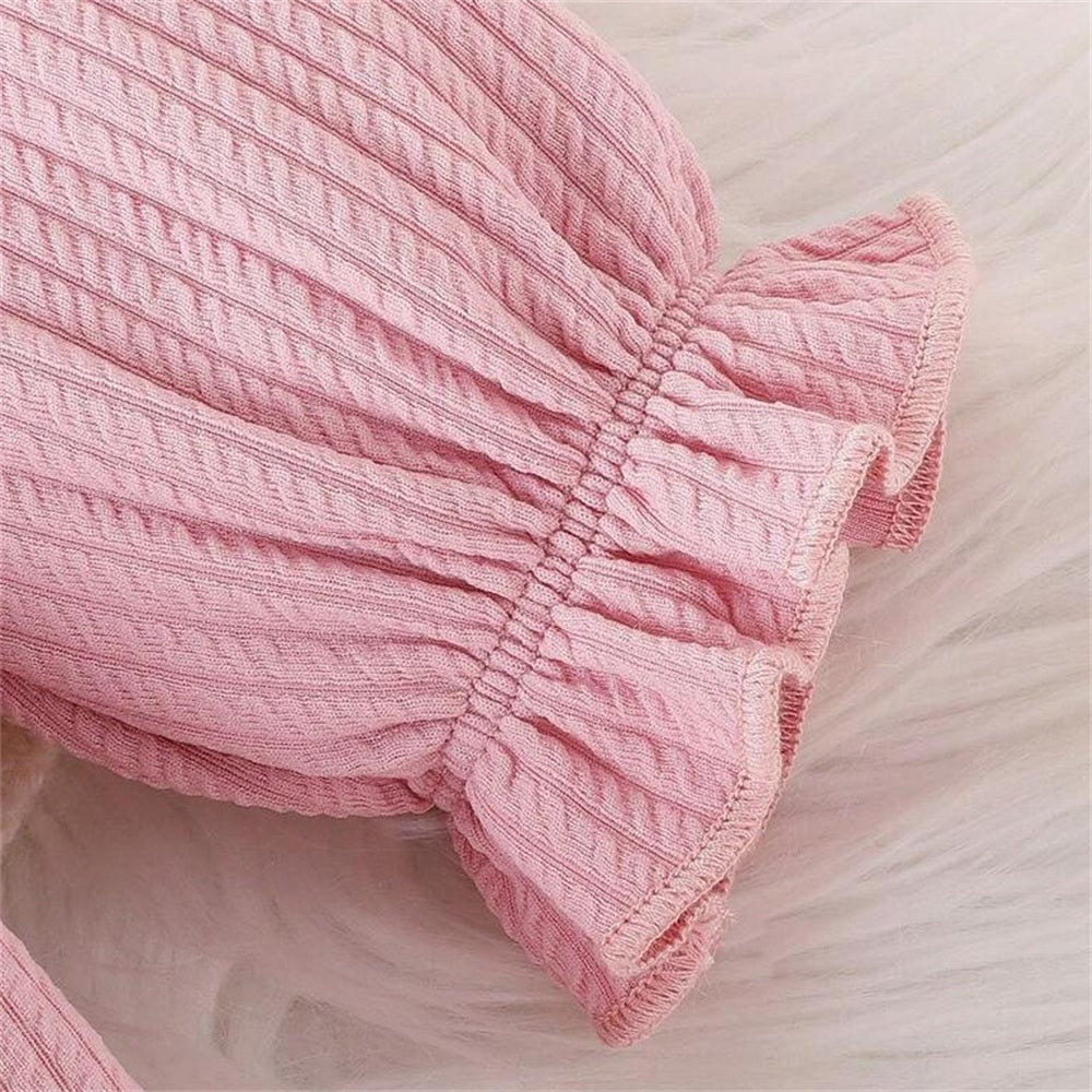 Pretty Solid Color Vine Embroidery Long Sleeve Baby Jumpsuit