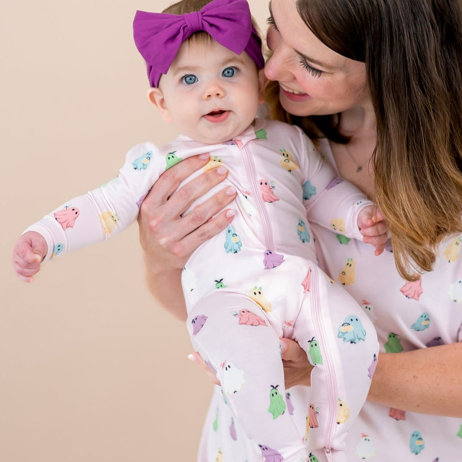 Halloween Ghost Printed Zipper Baby Jumpsuit