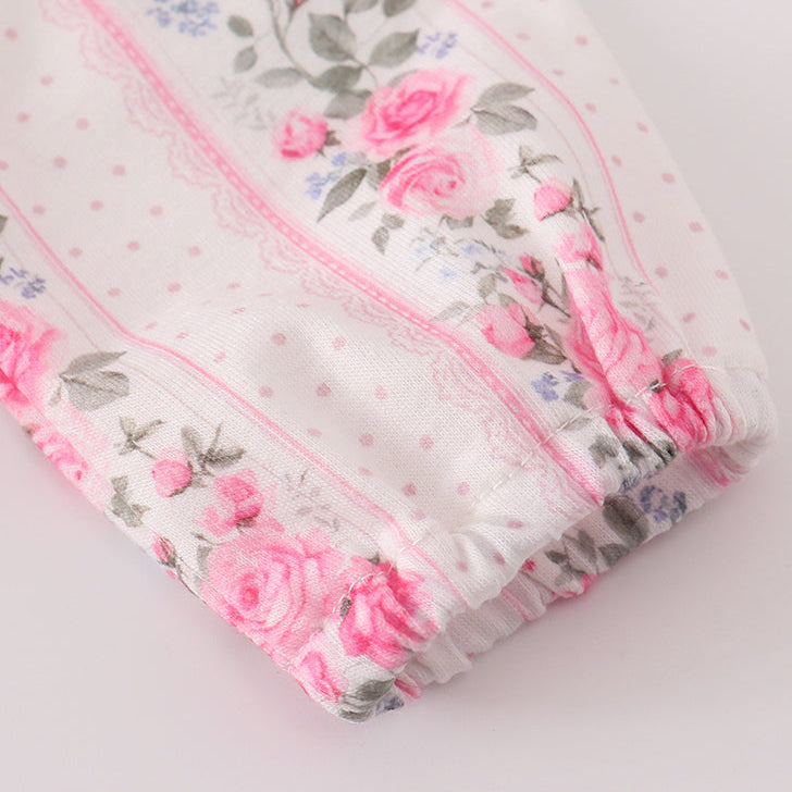 Playful Floral Printed Long Sleeve Baby Girl Romper