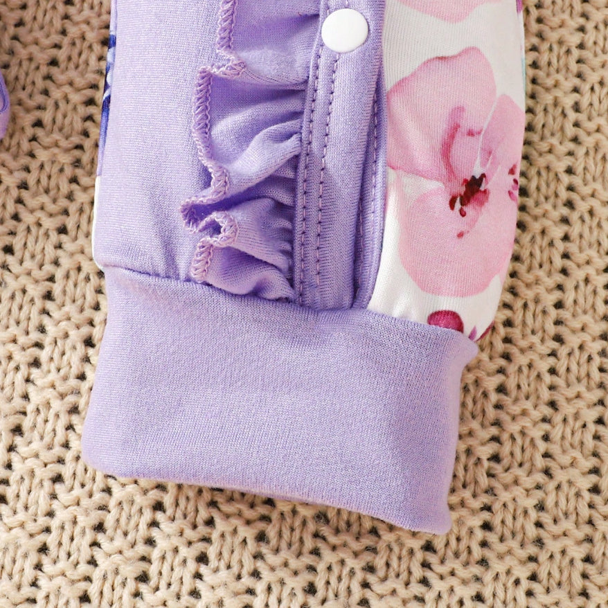 3PCS Daddy's Cute Princess Letter Floral Print Baby Jumpsuit
