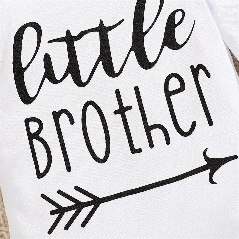 3PCS Stylish Little Brother Letter Printed Baby Set