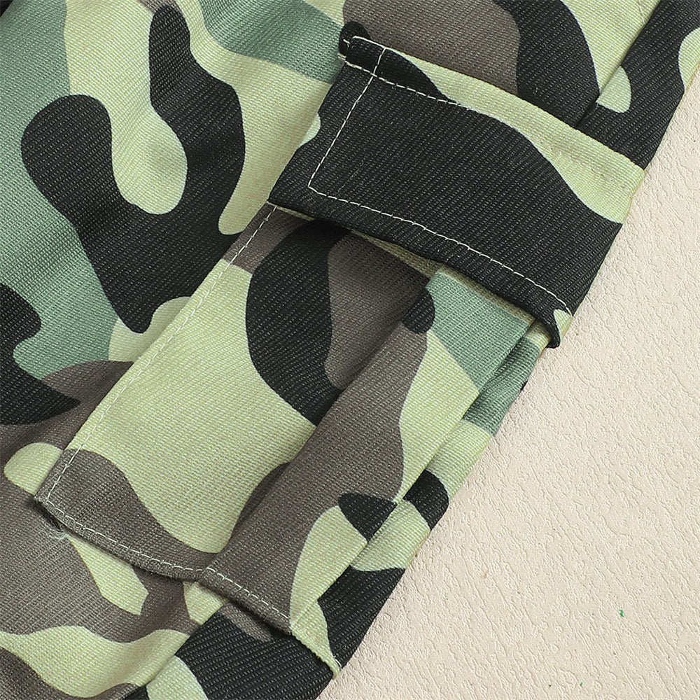 2PCS Mama's Boy Letter Print Camouflage Baby Hooded Set