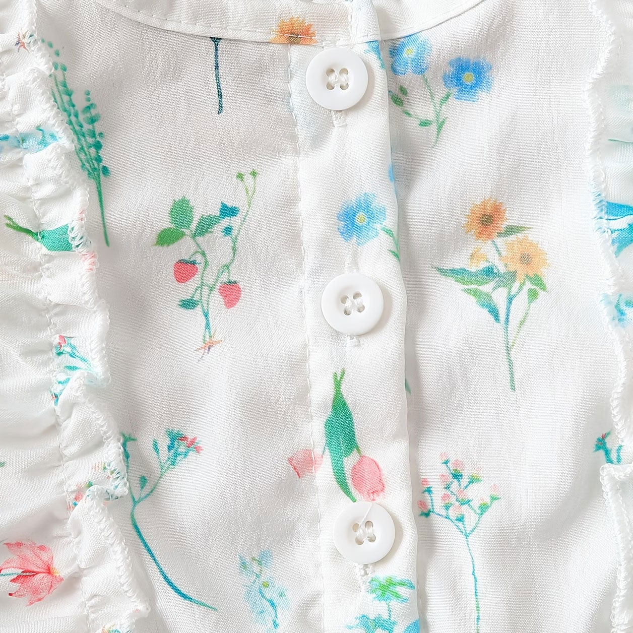 2PCS Graceful Floral Print Flutter Sleeve Baby Girl Jumpsuit