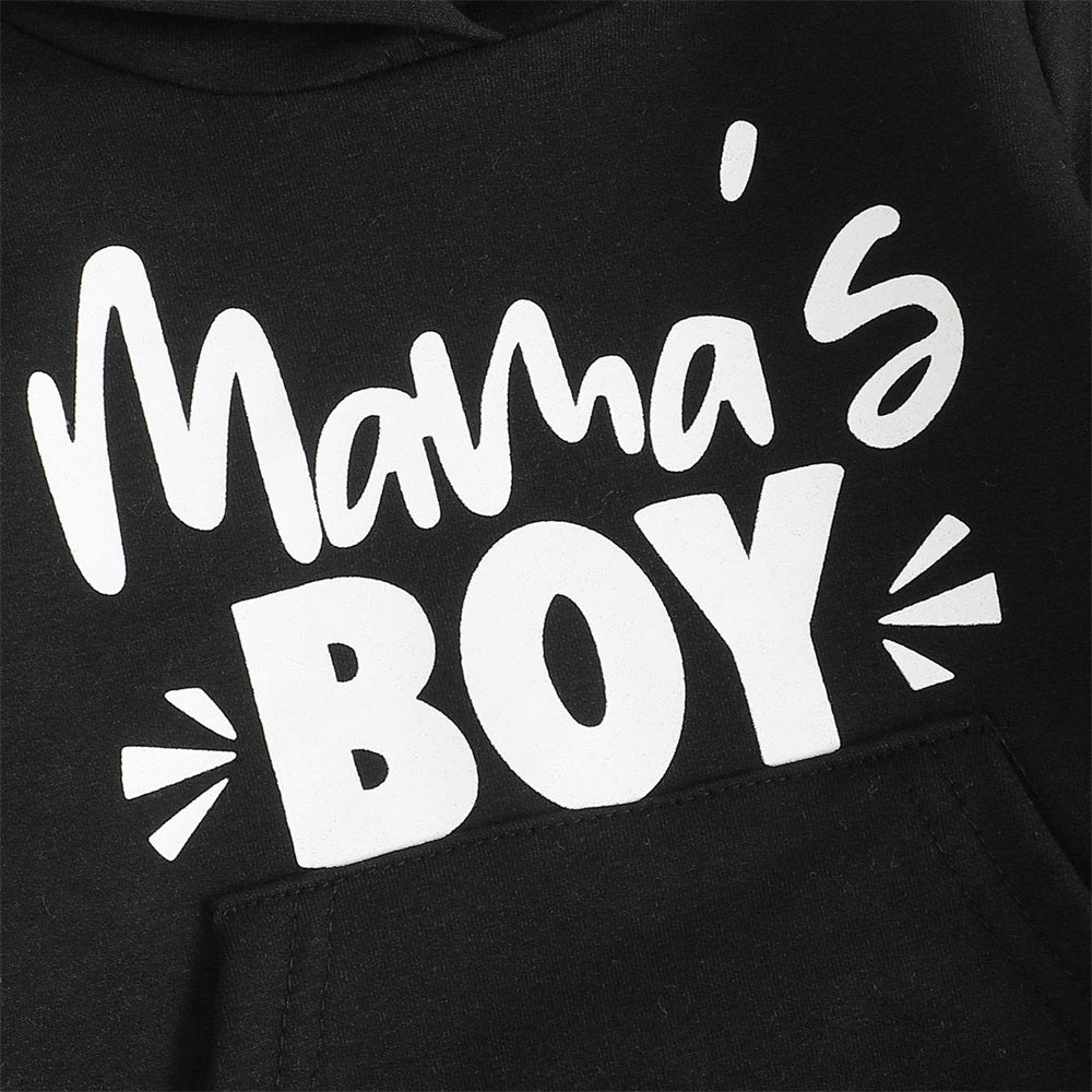 2PCS Mama's Boy Letter Print Camouflage Baby Hooded Set