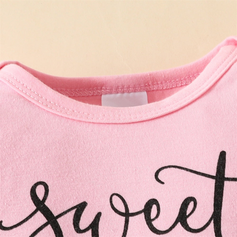 3PCS Sweet As Can Bee Letter Print Long Sleeve Baby Set