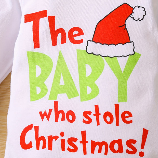 2PCS Cute Christmas Letter Printed Fuzzy Baby Set