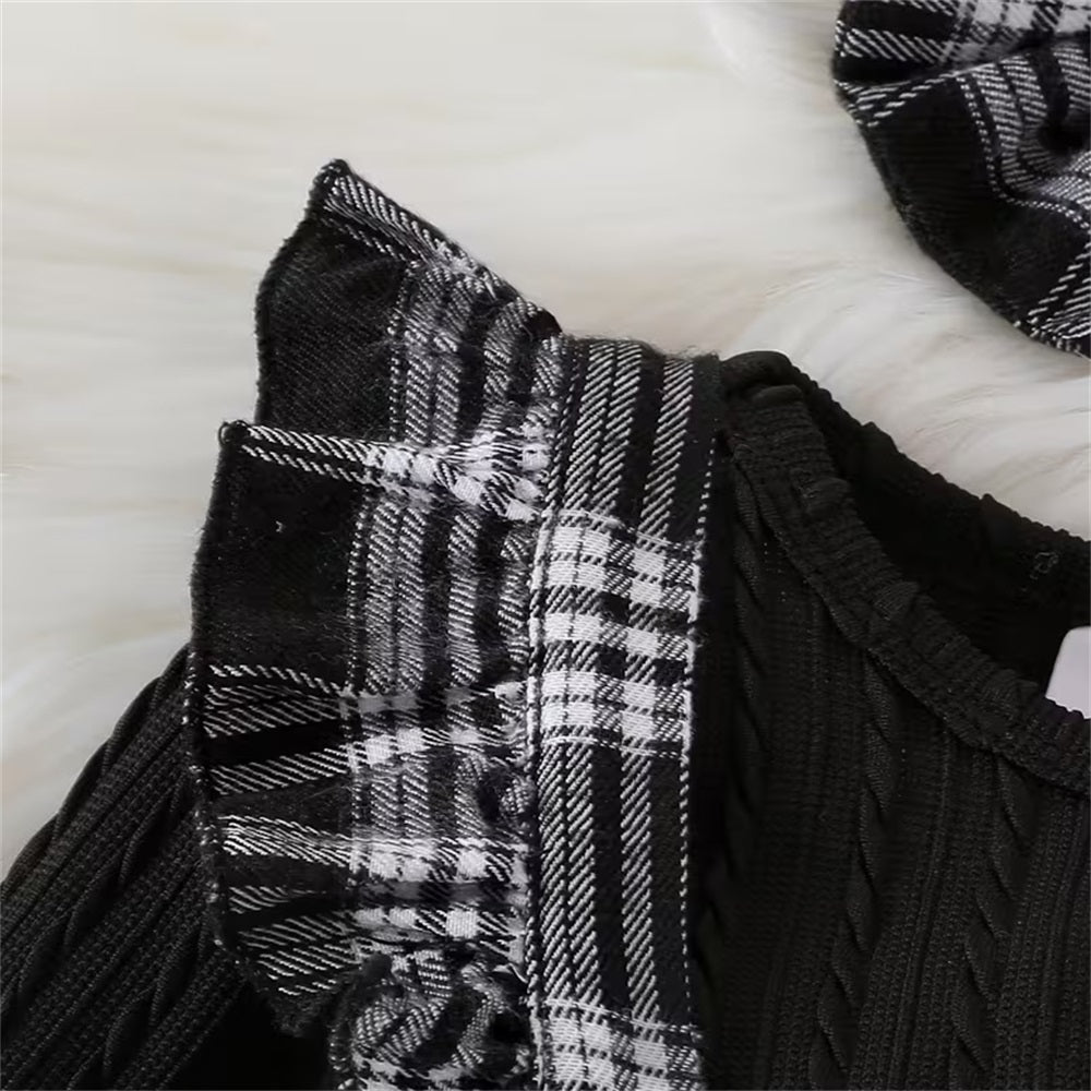 3PCS Fashion Trend Plaid Print Long Sleeve Baby Set