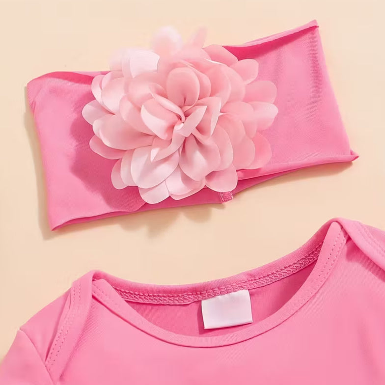 4PCS Daddy's Girl Mommy's World Letter Floral Stripe Printed Baby Set