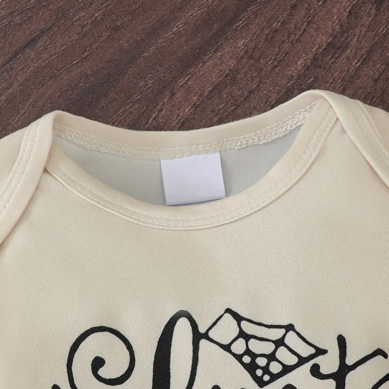 3PCS My First Halloween Letter Ghost Print Baby Set