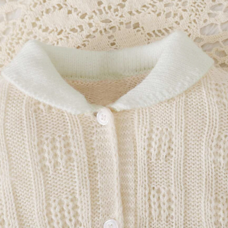 2PCS Casual Solid Color Knit Long Sleeve Baby Girl Jumpsuit