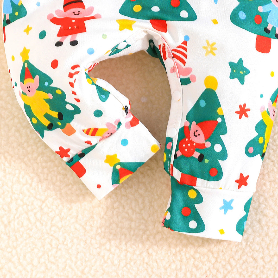 2PCS Sweet Holiday Print Long Sleeve Baby Girl Jumpsuit