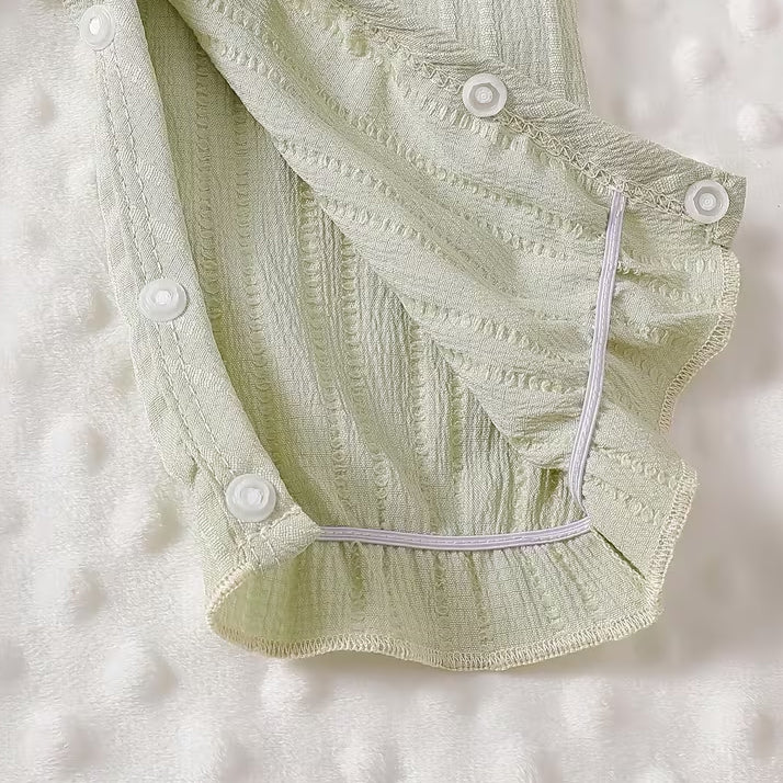 2PCS Fresh Solid Color Ruffle Long Sleeve Baby Girl Jumpsuit