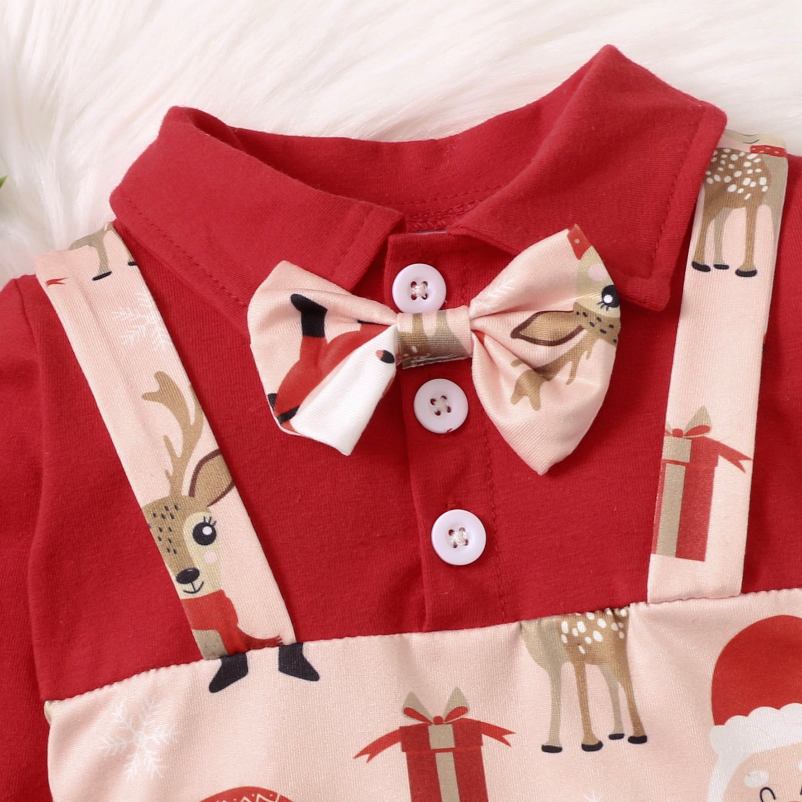 Stylish Santa Claus Printed Long Sleeve Baby Jumpsuit