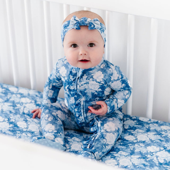 2PCS Pretty Allover Floral Printed Ruffled Long Sleeve Baby Jumpsuit