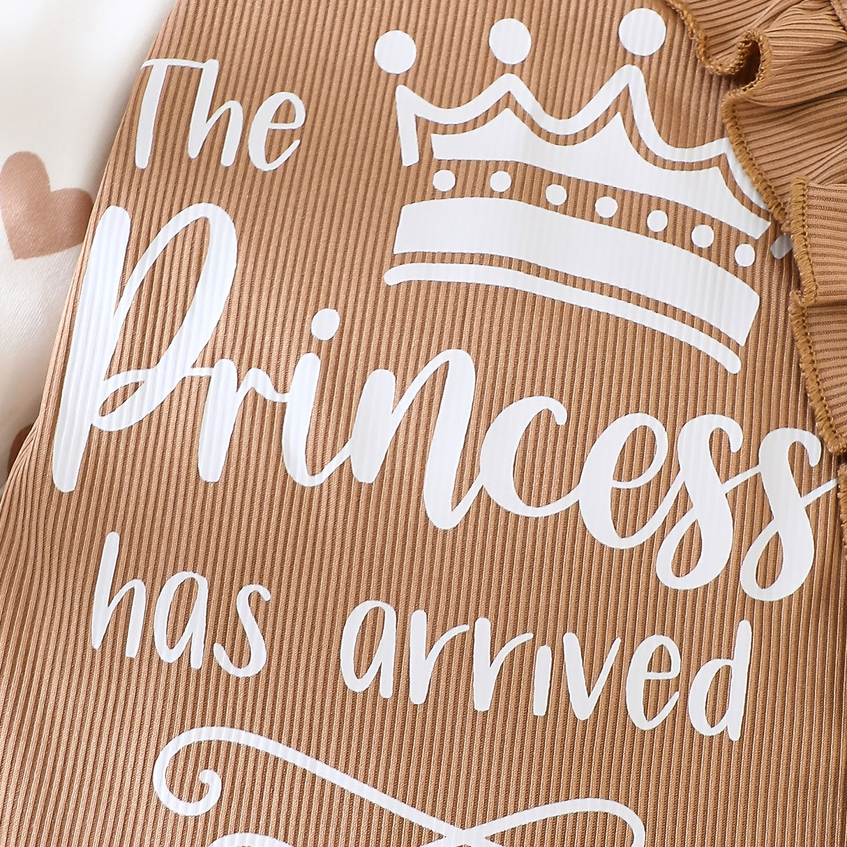 3PCS Sweet The Princess Has Arrived Letter Heart Printed Baby Jumpsuit
