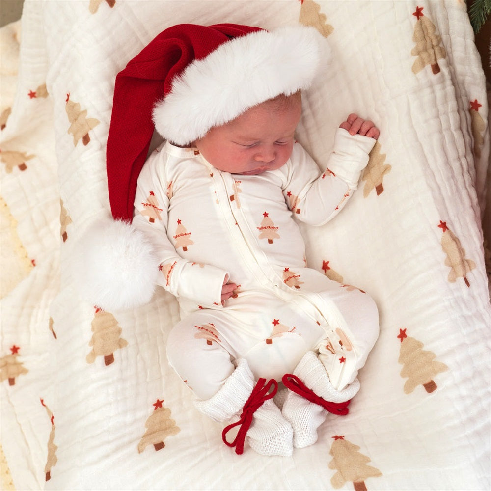 2PCS My First Christmas Letter Print Long Sleeve Baby Jumpsuit