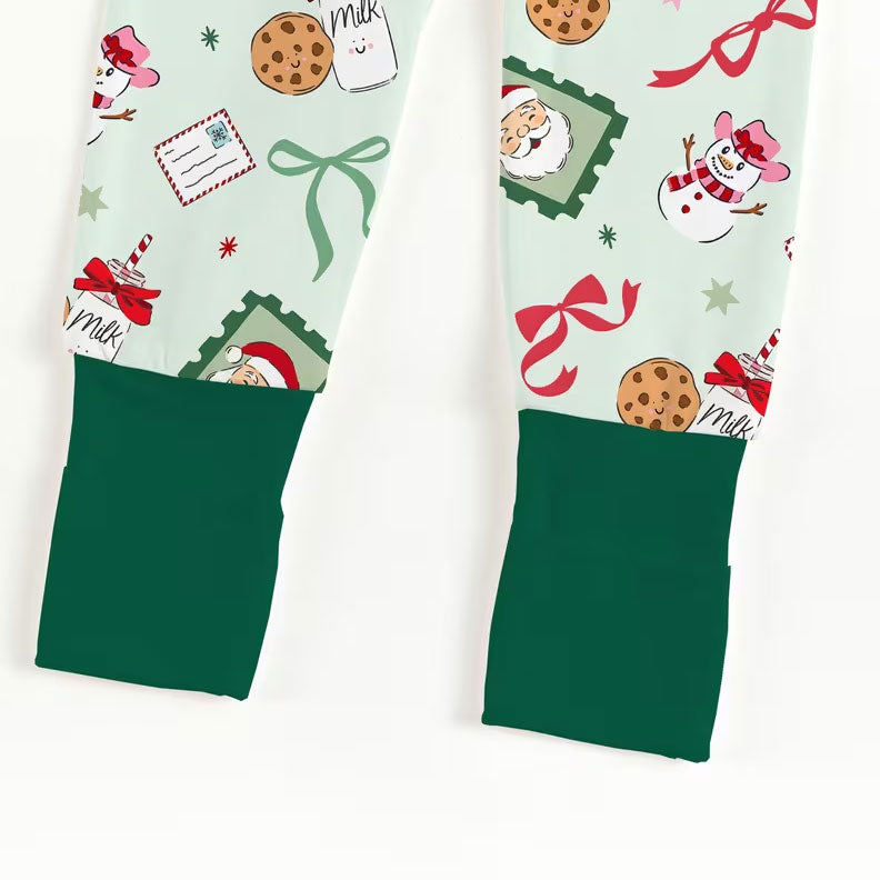 Santa Claus Christmas Elements Printed Baby Zipper Jumpsuit