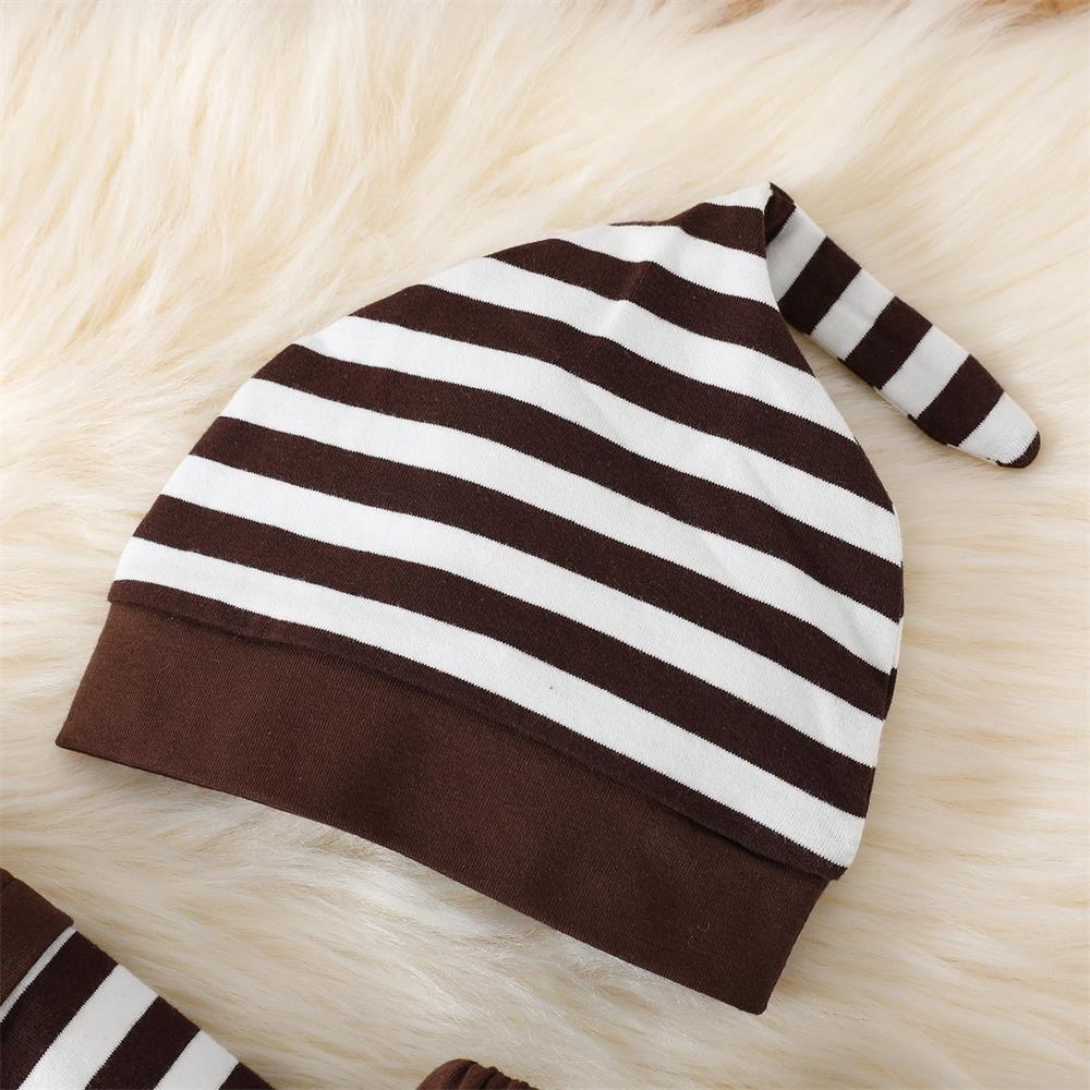 3PCS My 1st Thanksgiving Letter Printed Striped Baby Set