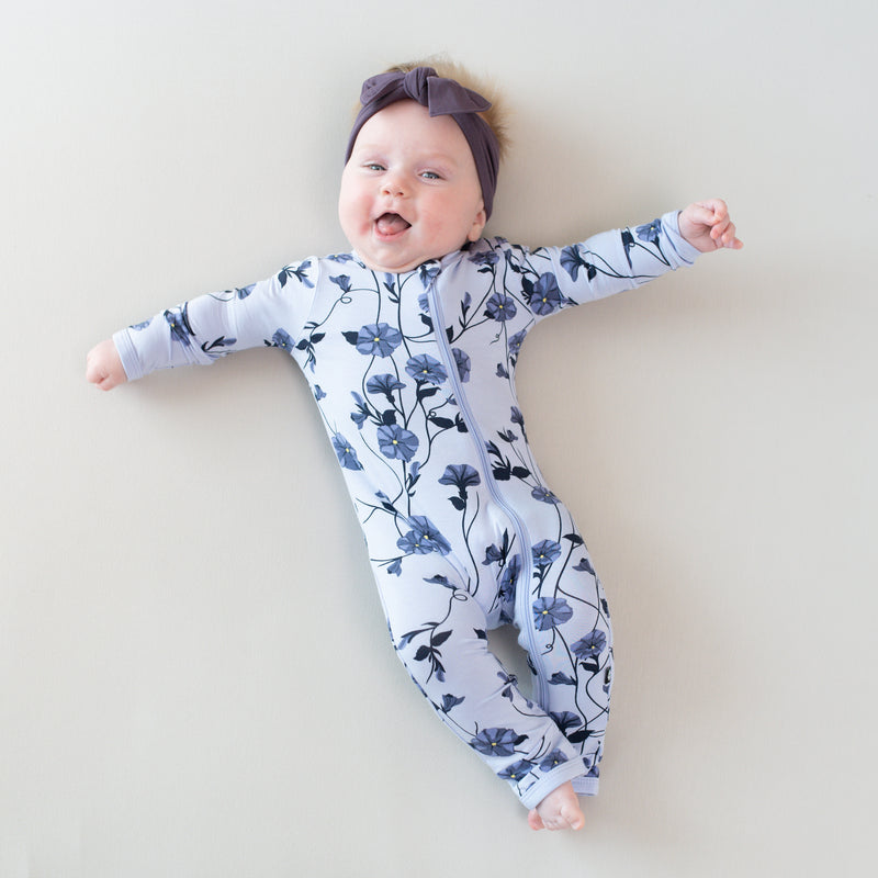 Trendy Floral Printed Long Sleeve Zipper Baby Jumpsuit