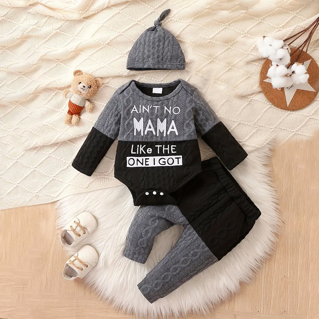 3PCS Ain't No Mama Like The One I Got Letter Printed Baby Set