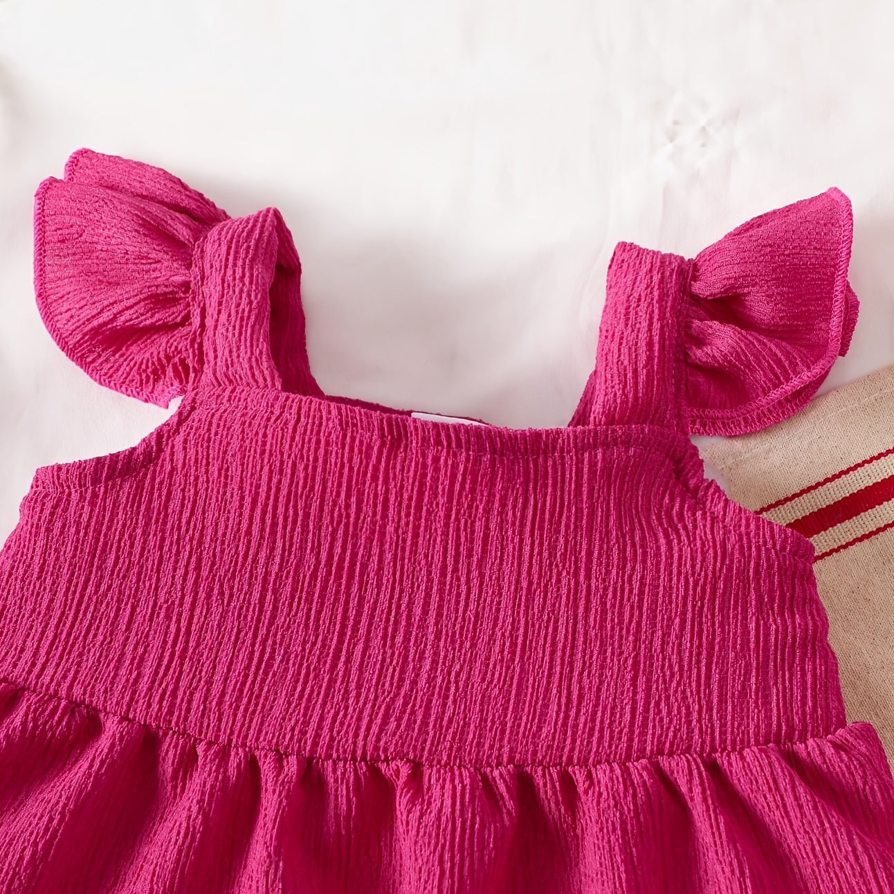 3PCS Pure Solid Color Flutter Sleeve Baby Set