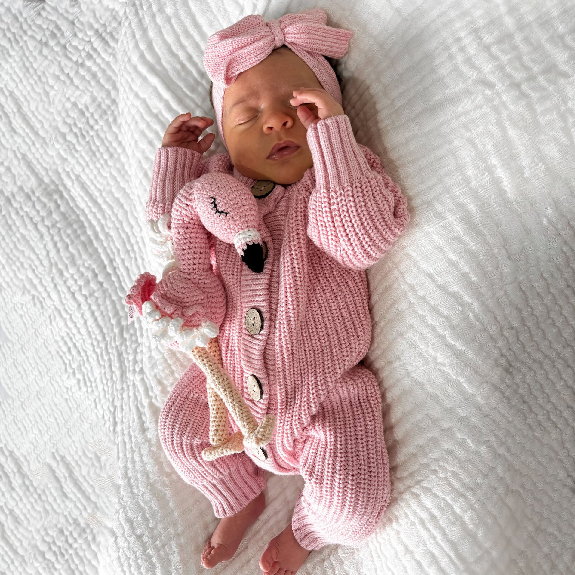 2PCS Warm Knitted Cotton Long Sleeve Baby Jumpsuit