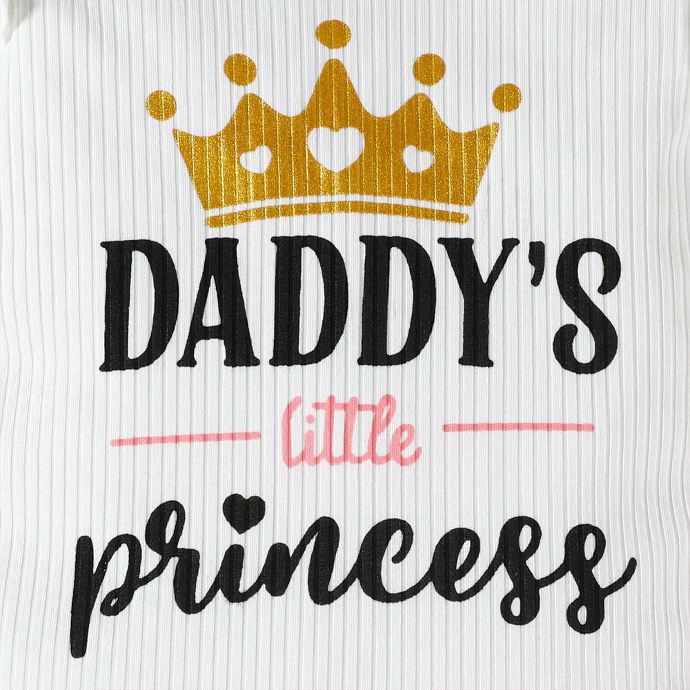 3PCS Daddy's Little Princess Letter Heart Printed Baby Set