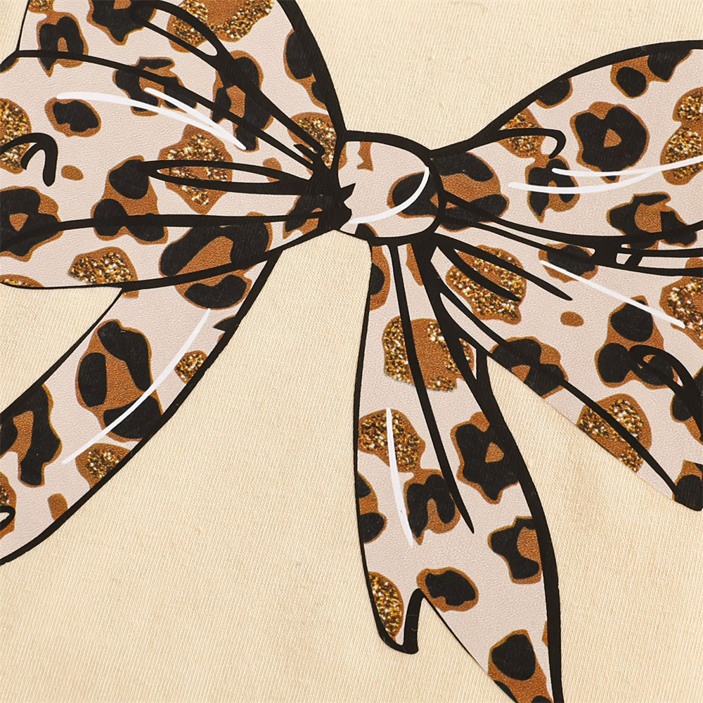 3PCS Bow Leopard Print Long Sleeve Baby Set