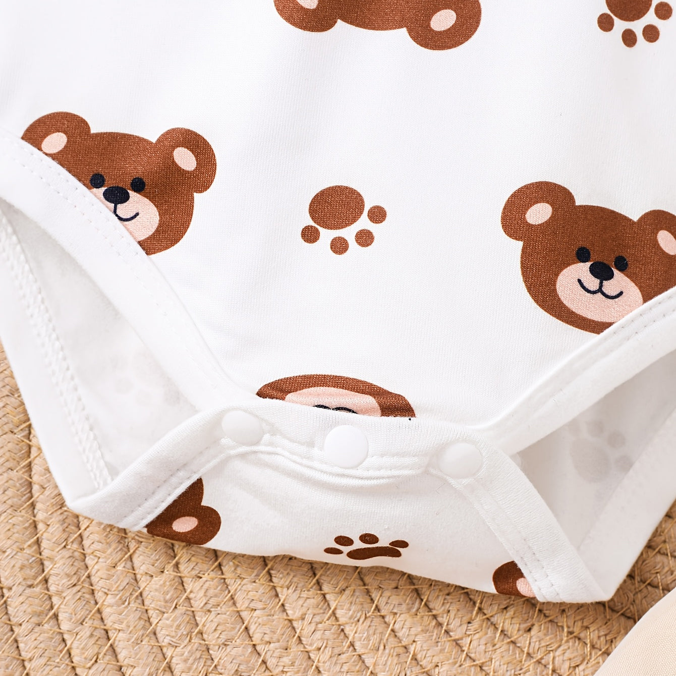 2PCS Lovely Bear Print Short Sleeve Baby Overalls Set