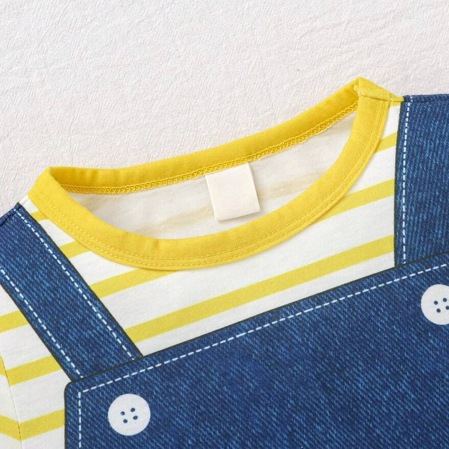 Stylish Shark Stripe Print Short Sleeve Baby Jumpsuit