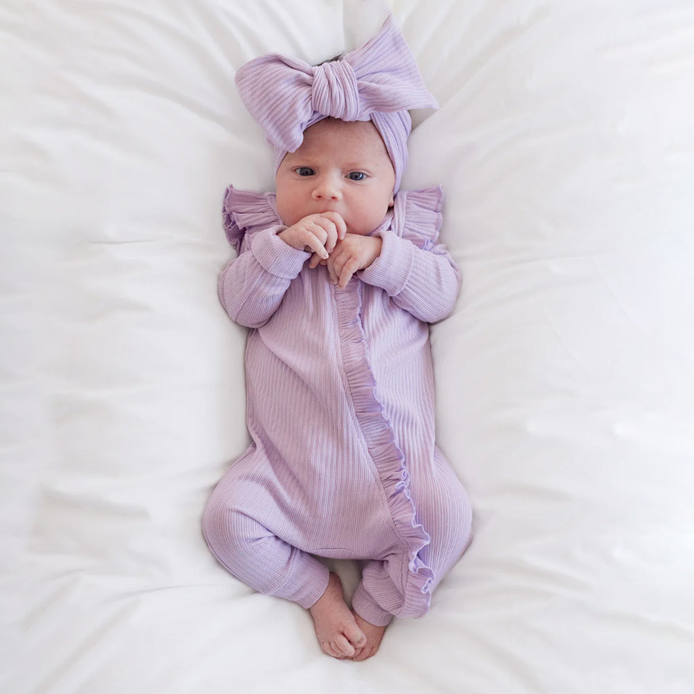 2PCS Cheerful Solid Color Long Sleeve Baby Jumpsuit