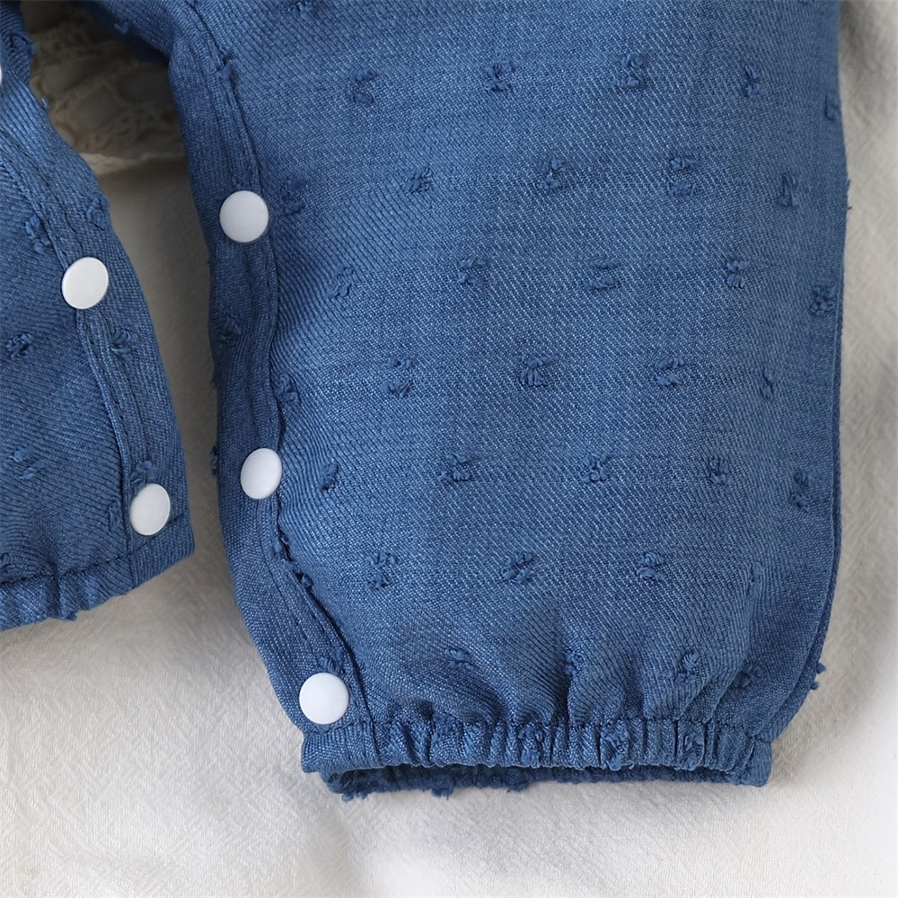 2PCS Lovely Solid Color Bow Ruffle Baby Jumpsuit