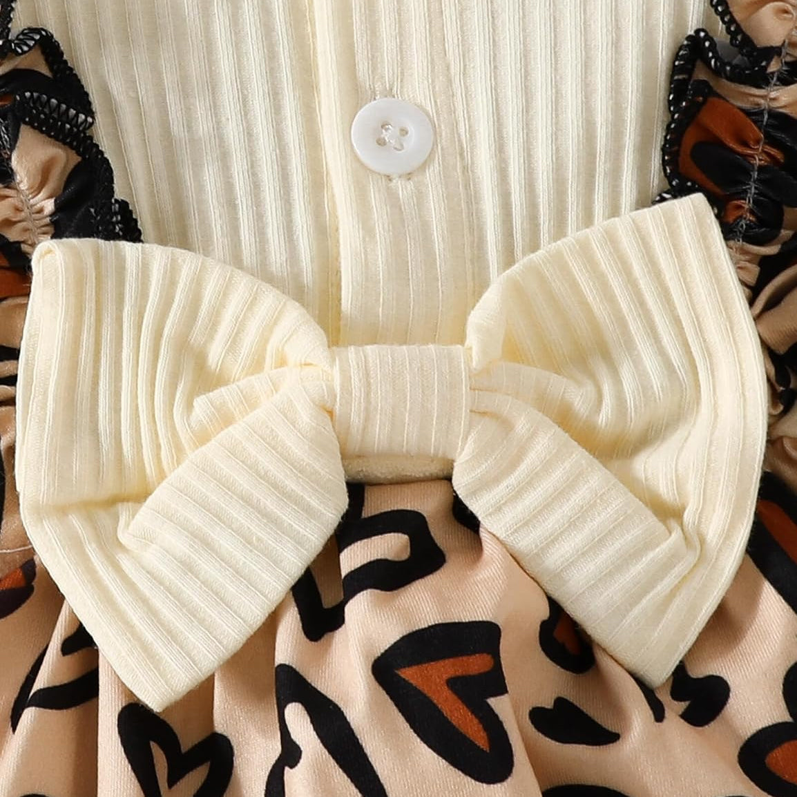 3PCS Adorable Heart Print Long Sleeve Baby Romper