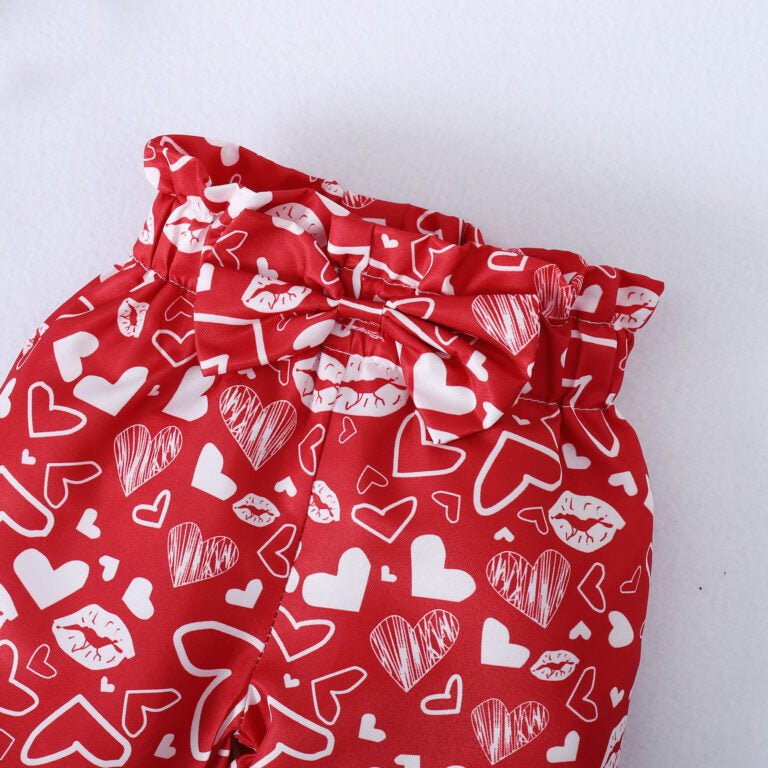 3PCS Fashionable Heart Print Long Sleeve Baby Set