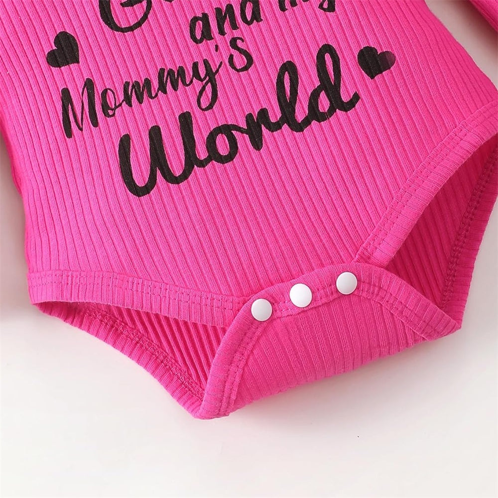 4PCS I'm My Daddy's Girl Letter Floral Printed Baby Set