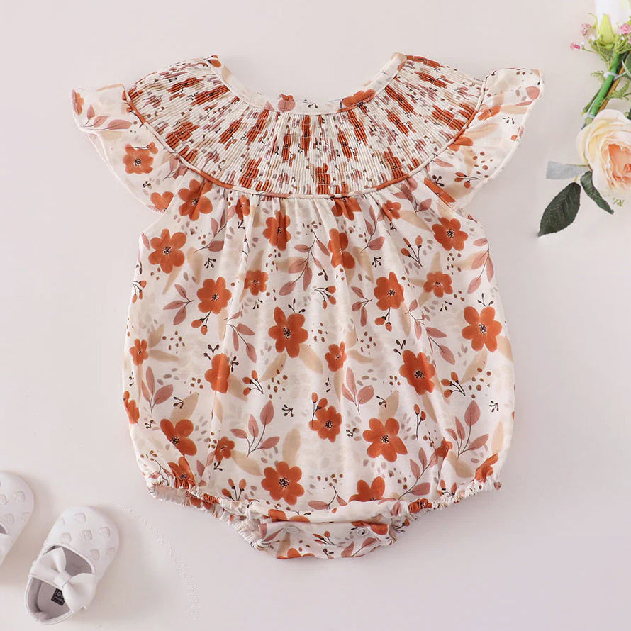 Stylish Floral Print Sleeveless Baby Girl Romper