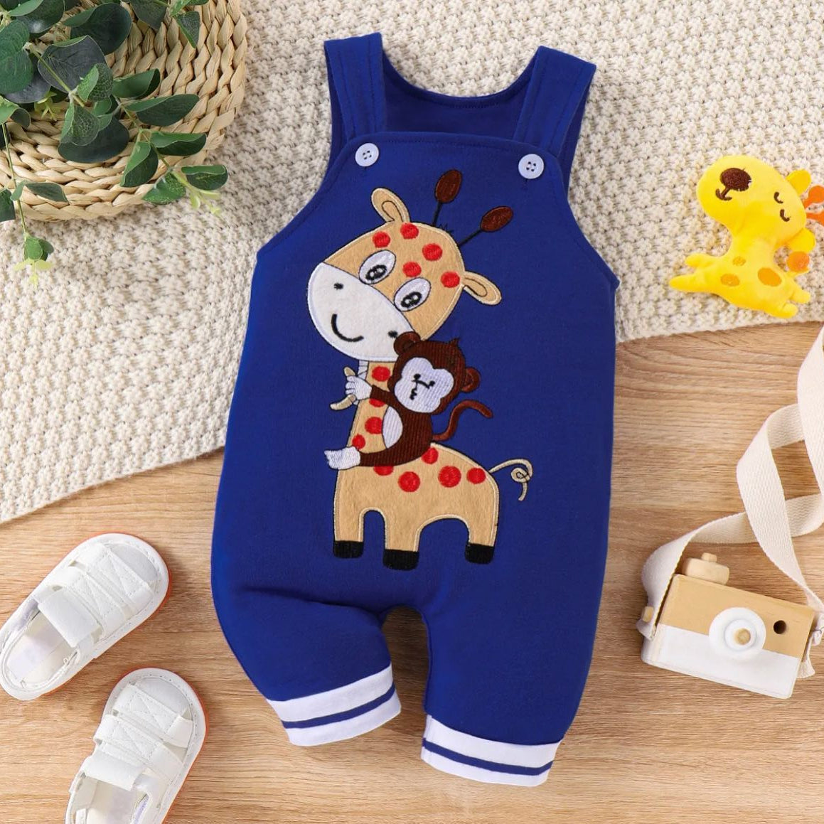 Lovely Giraffe Monkey Printed Baby Jumpsuit