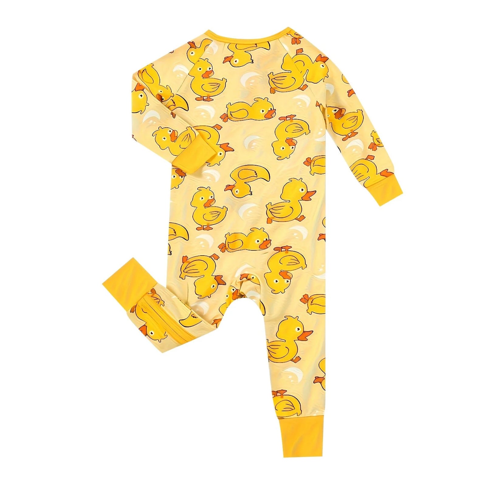Allover Duck Printed Zipper Bamboo Viscose Baby Jumpsuit