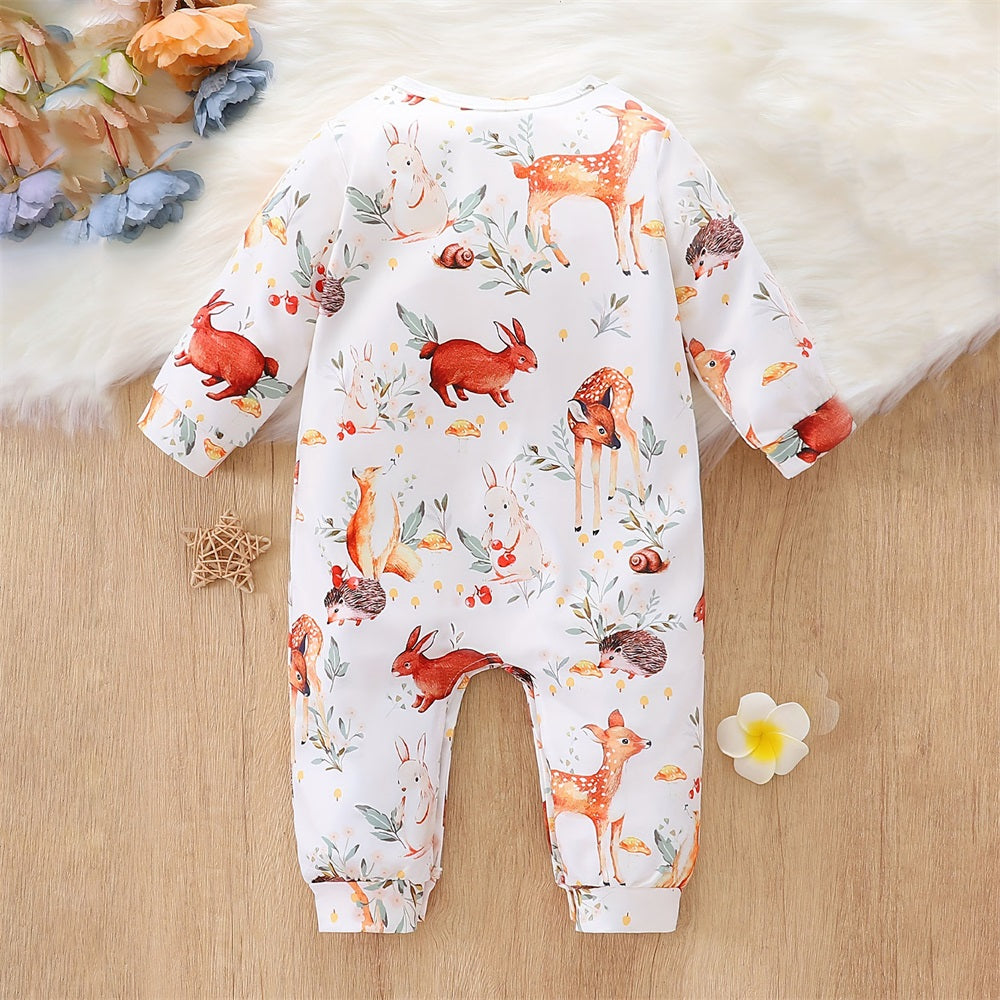 Cute Animal Print Long Sleeve Baby Jumpsuit