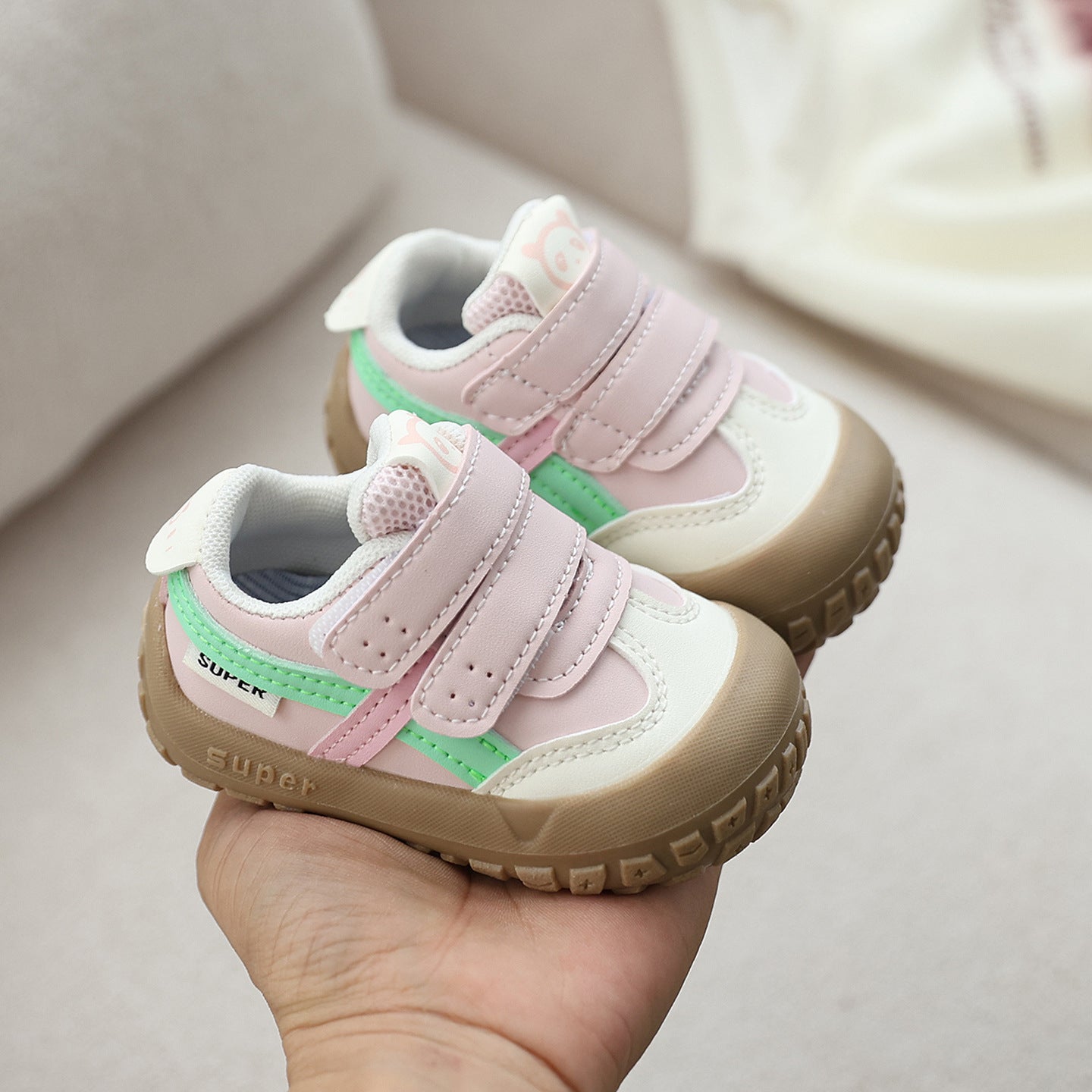 Unisex Baby & Toddler Colorblock Non-Slip Soft Sole First Walker Sneakers