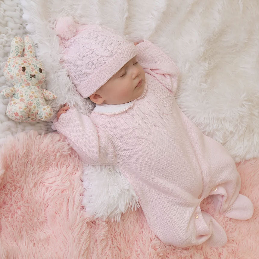 2PCS Timeless Solid Color Knit Long Sleeve Baby Girl Jumpsuit