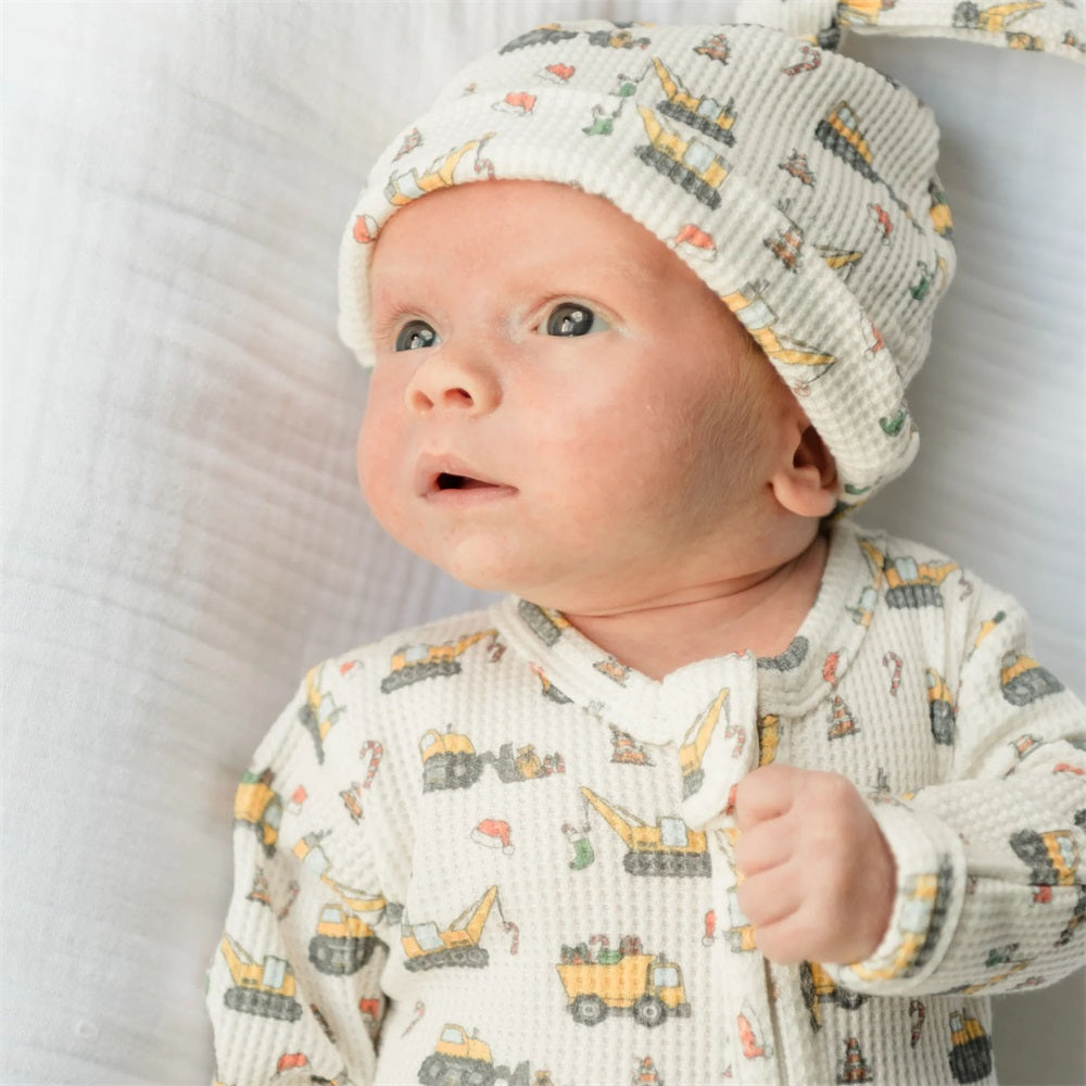 2PCS Santa's Work Zone Print Long Sleeve Baby Jumpsuit