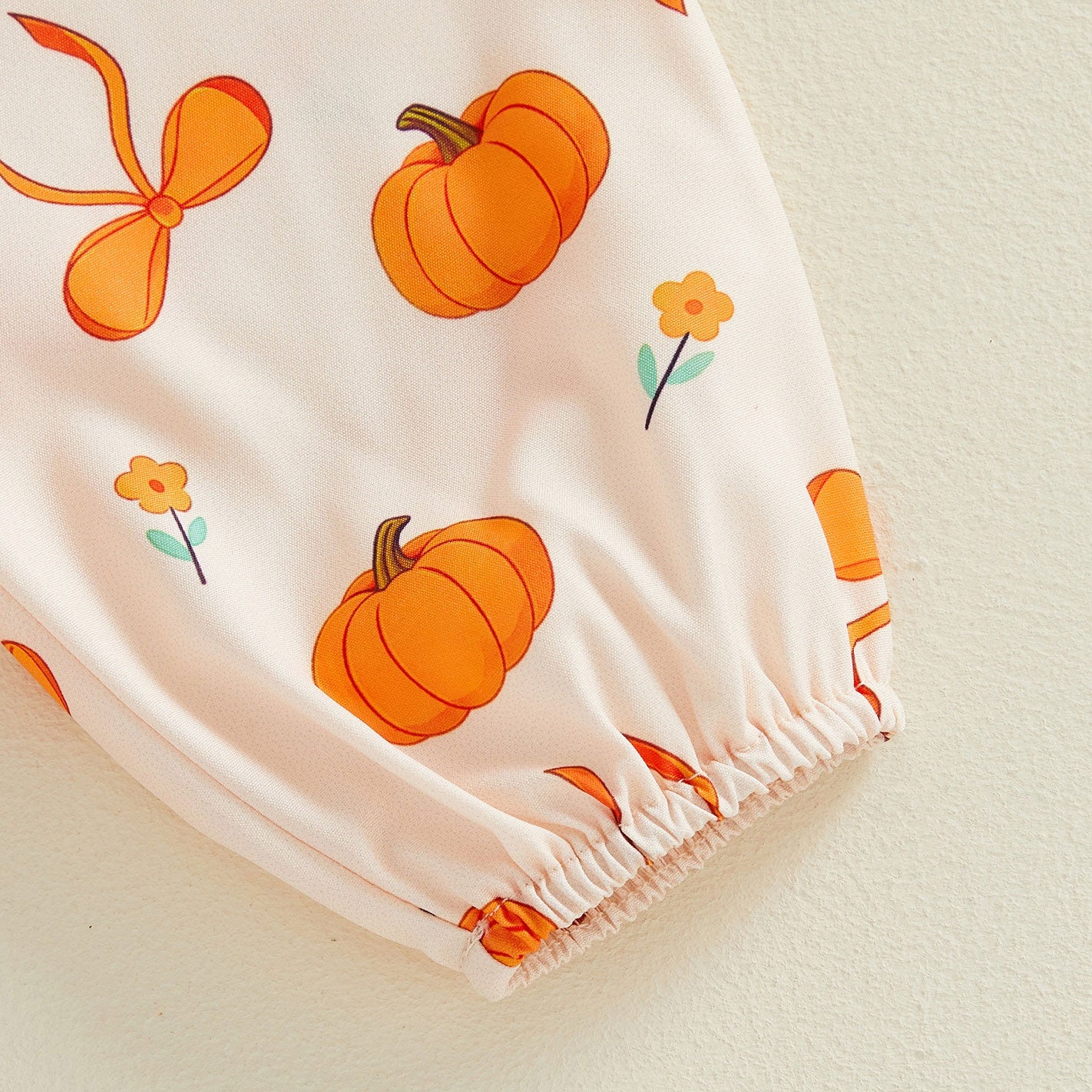3PCS Halloween Letter Appliqué Pumpkin and Bow Printed Baby Set