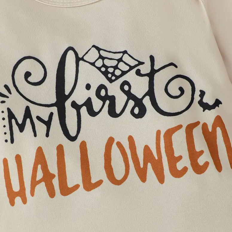 3PCS My First Halloween Letter Ghost Print Baby Set