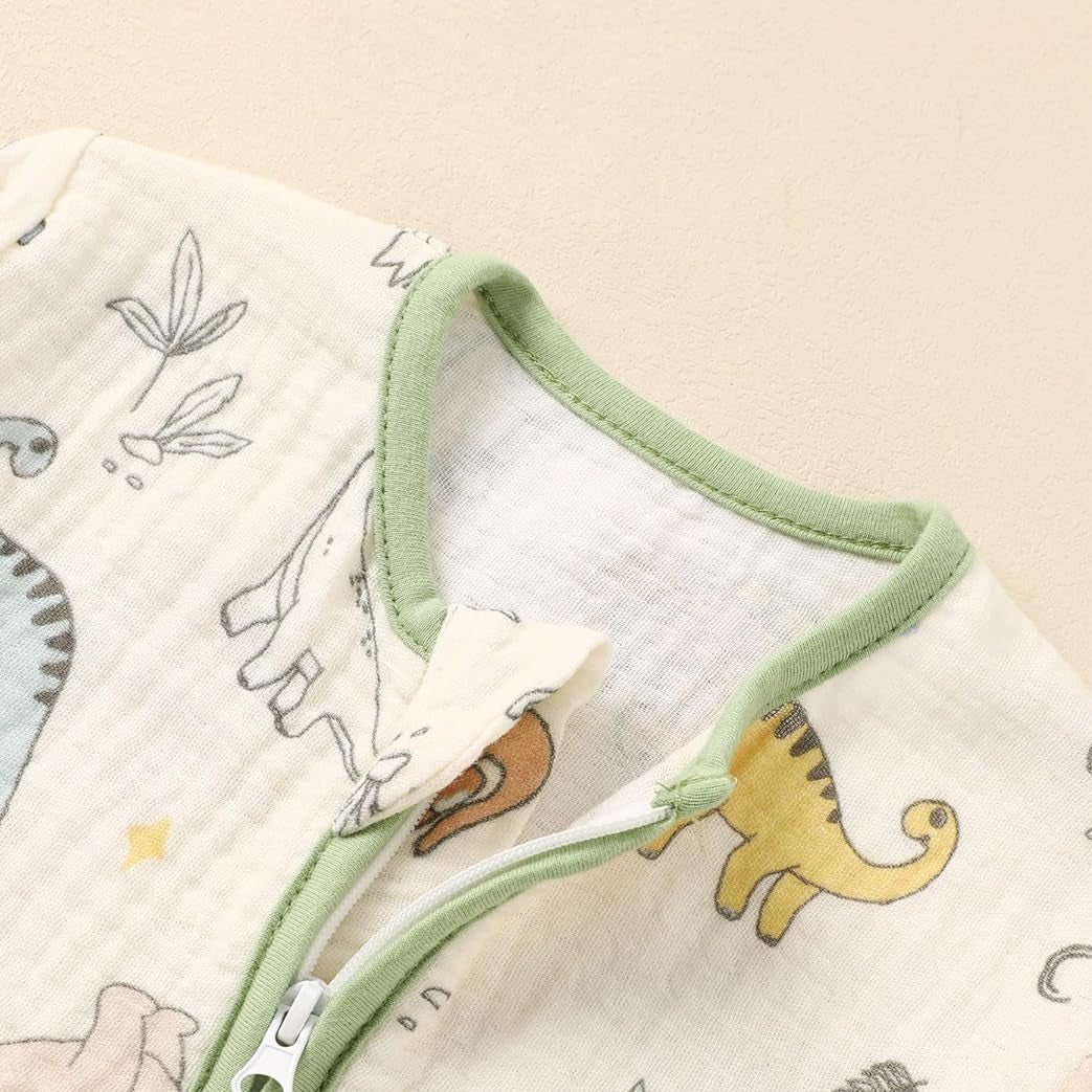 Cartoon Dinosaur Print Long Sleeve Zipper Baby Jumpsuit